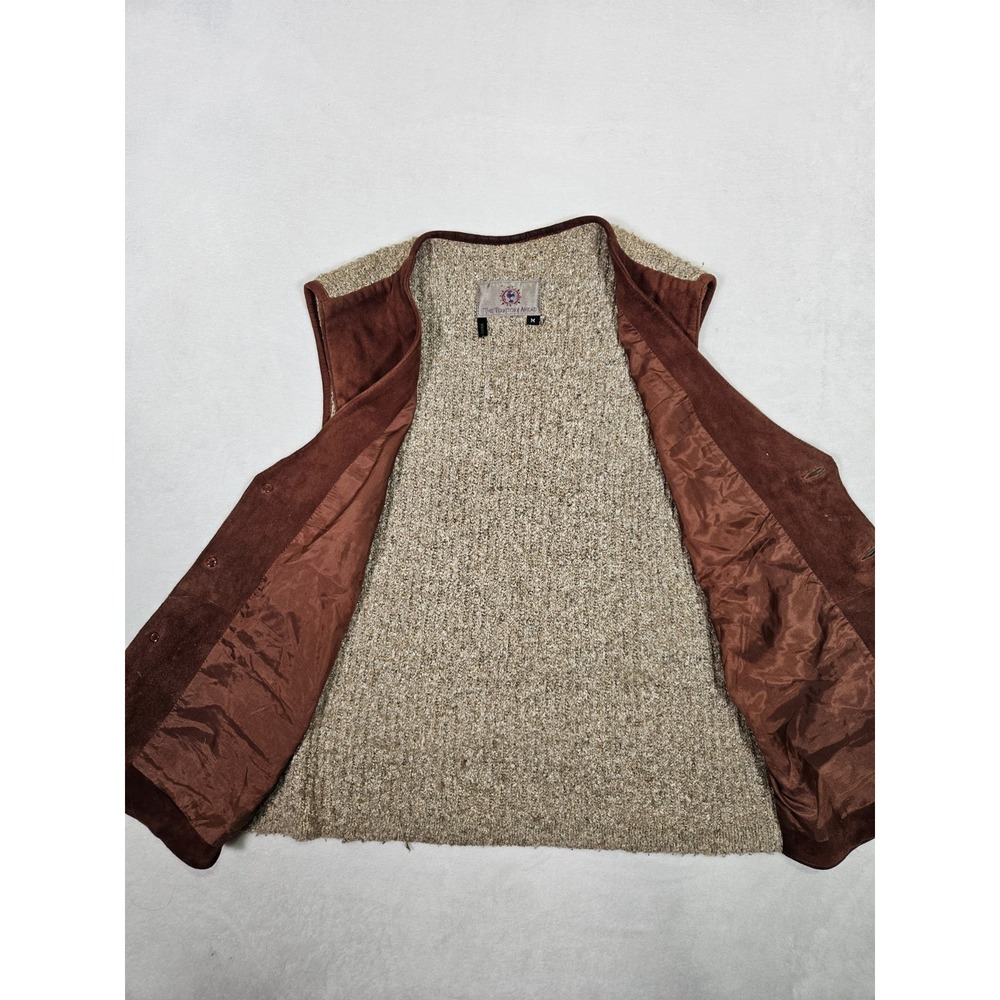 Vtg Territory Ahead 90's Leather‎ Gilet Vest Mens Medium Brown Lining Western - Picture 9 of 10